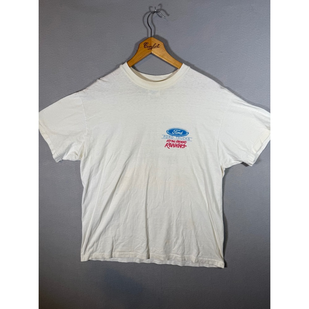 Vintage 90s Ford Trucks Hit The Ground Running Shirt White Large USA Beefy-T
